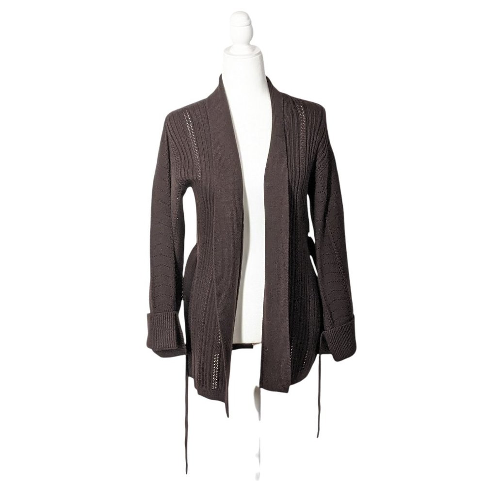 Saks Fifth Avenue Eyelet 100% Merino Wool  Cardigan